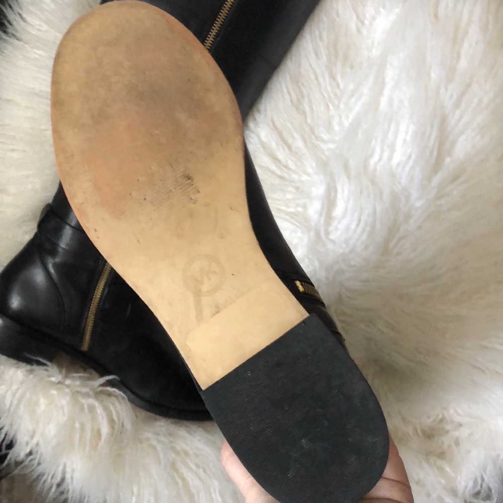 Michael Kors Bryce Tall Genuine Leather Black Boots - Picture 6 of 9